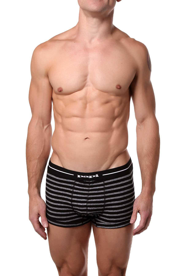 Papi Black/Grey/White Striped/Solid Brazilian Trunk 3-Pack