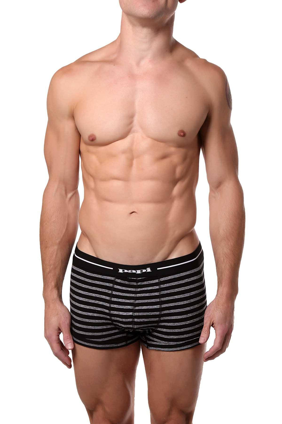 Papi Black/Grey/White Striped/Solid Brazilian Trunk 3-Pack