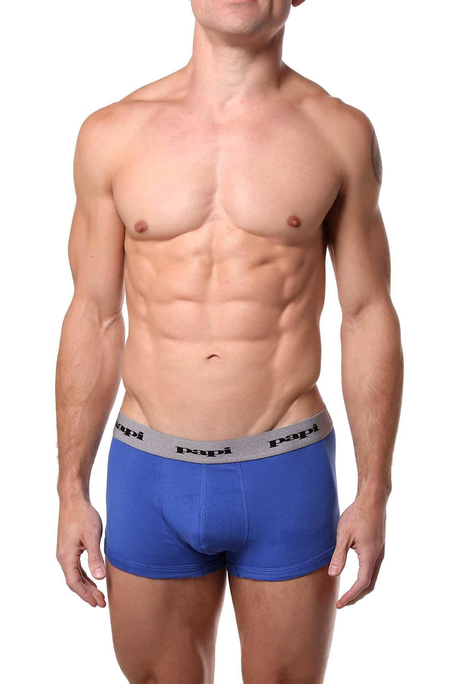 Papi Blue/Black/Grey-Print Brazilian Trunk 3-Pack