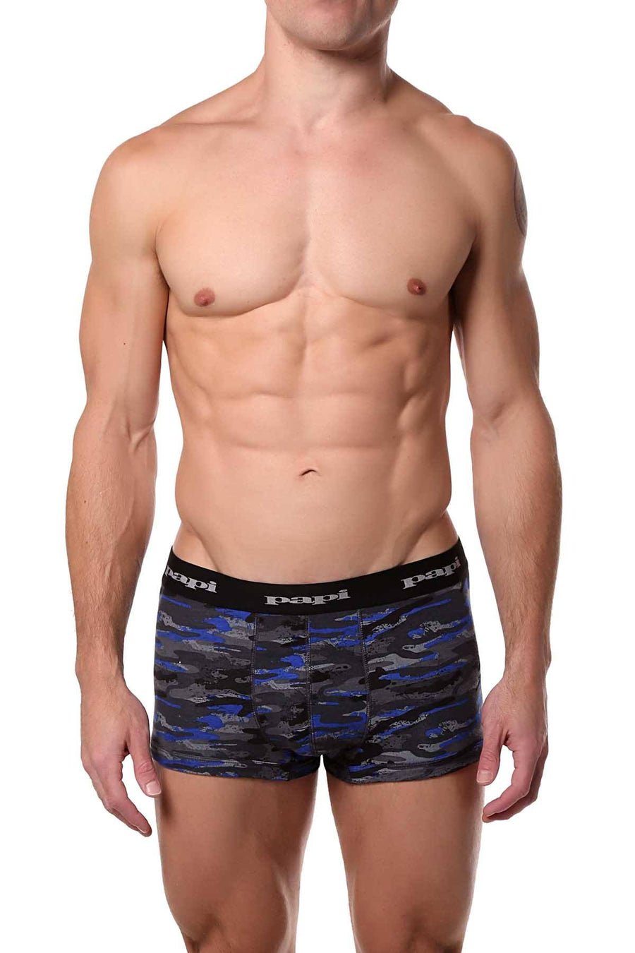 Papi Blue/Black/Grey-Print Brazilian Trunk 3-Pack
