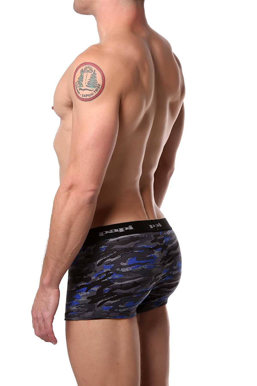Papi Blue/Black/Grey-Print Brazilian Trunk 3-Pack