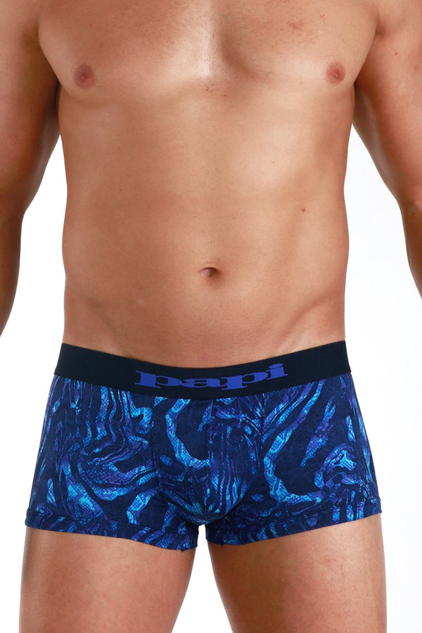 Papi Blue Microflex Peached Single Animal Print Brazilian Trunk