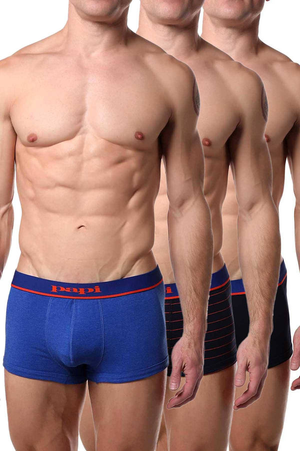 Papi Blue/Navy/Orange Brazilian Trunk 3-Pack