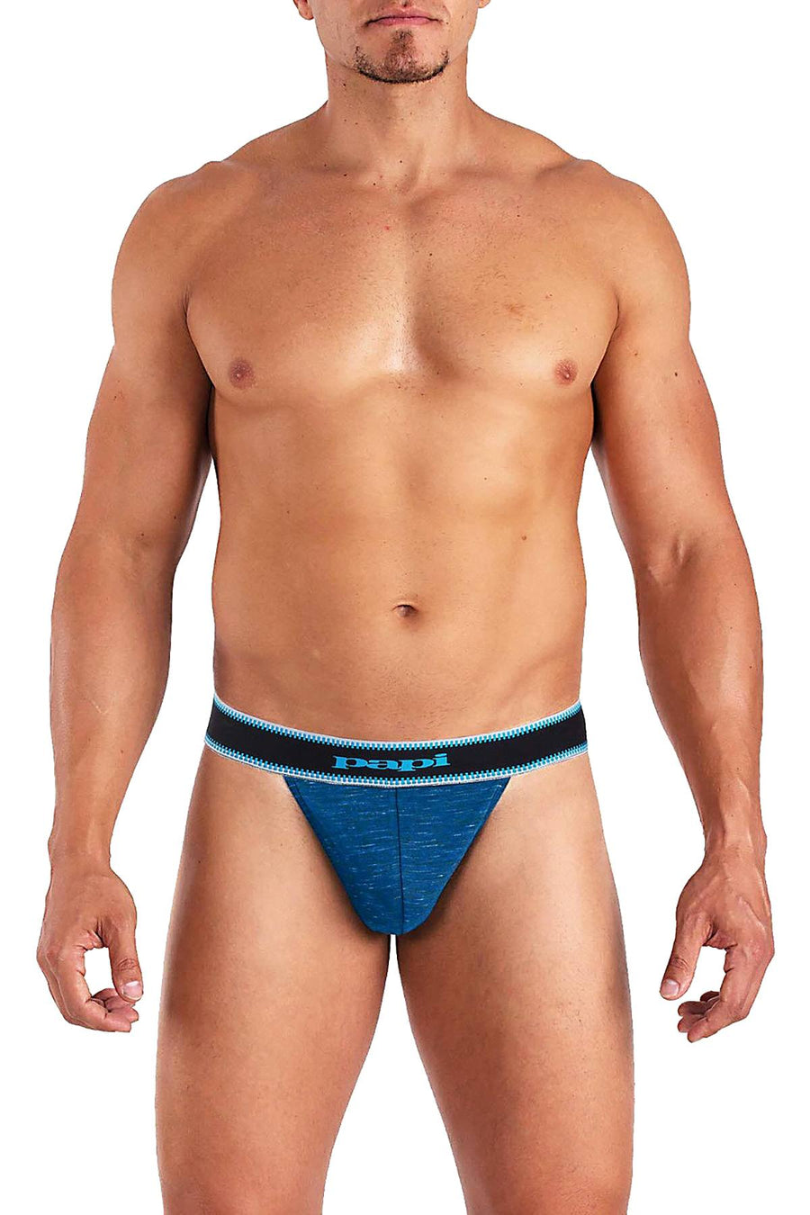 Papi Blue-Rain Textured Sport Injected Slub Jersey Thong
