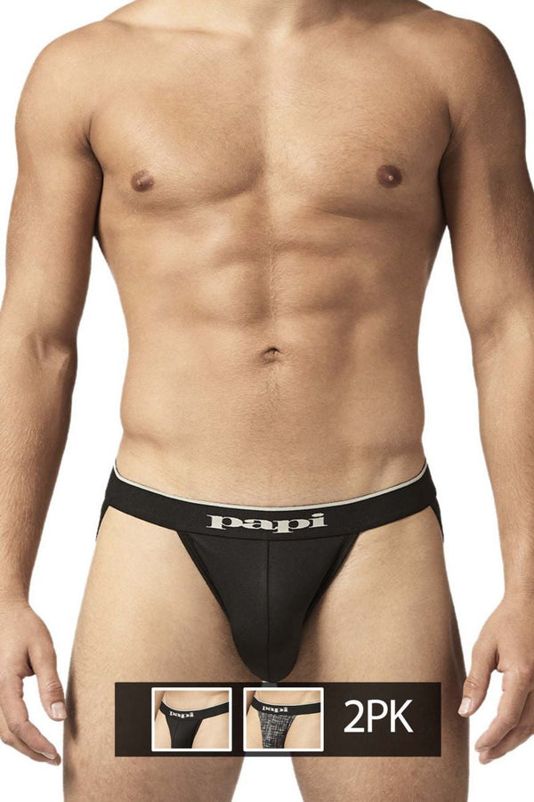 Papi Gray Texture 2PK Microflex Jockstrap