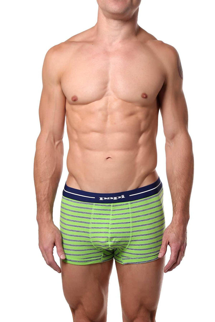 Papi Green/Blue/White Striped/Solid Brazilian Trunk 3-Pack
