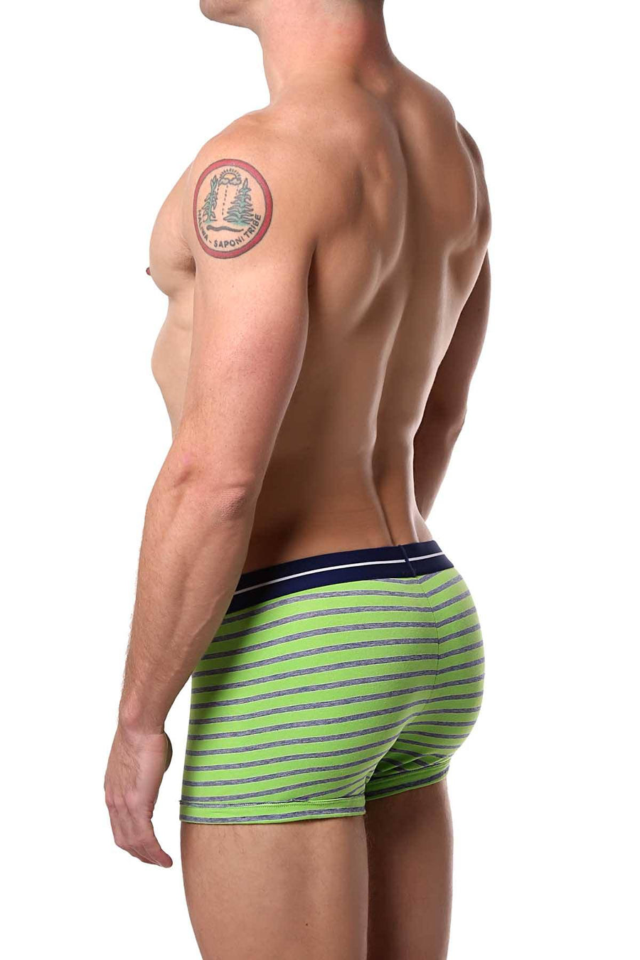 Papi Green/Blue/White Striped/Solid Brazilian Trunk 3-Pack