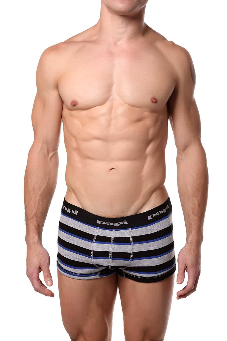 Papi Grey/Black/Blue-Stripe Brazilian Trunk 3-Pack