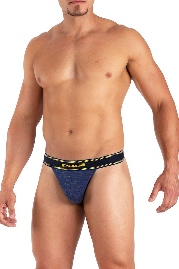 Papi Navy Textured Sport Injected Slub Jersey Thong