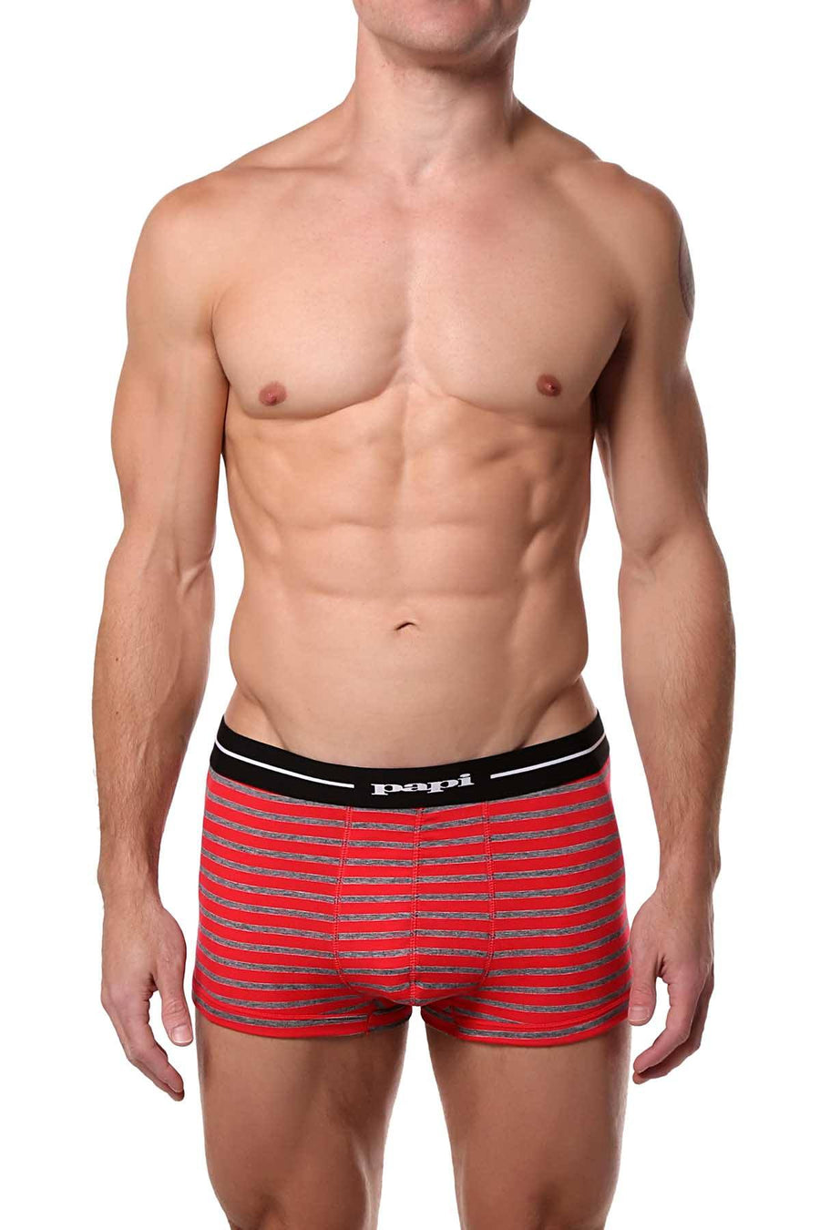 Papi Red/Black Solid/Stripe Brazilian Trunk 3-Pack