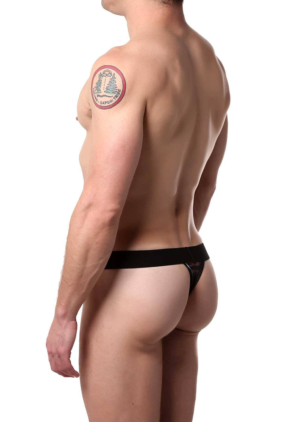 Papi Red/Black Striped Microflex Brazilian Thong