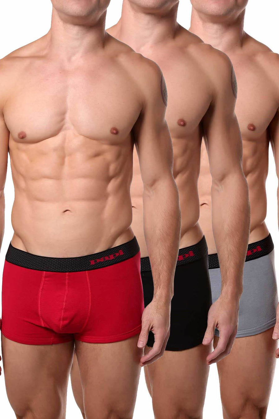 Papi Red/Grey/Black Solid Brazilian Trunk 3-Pack