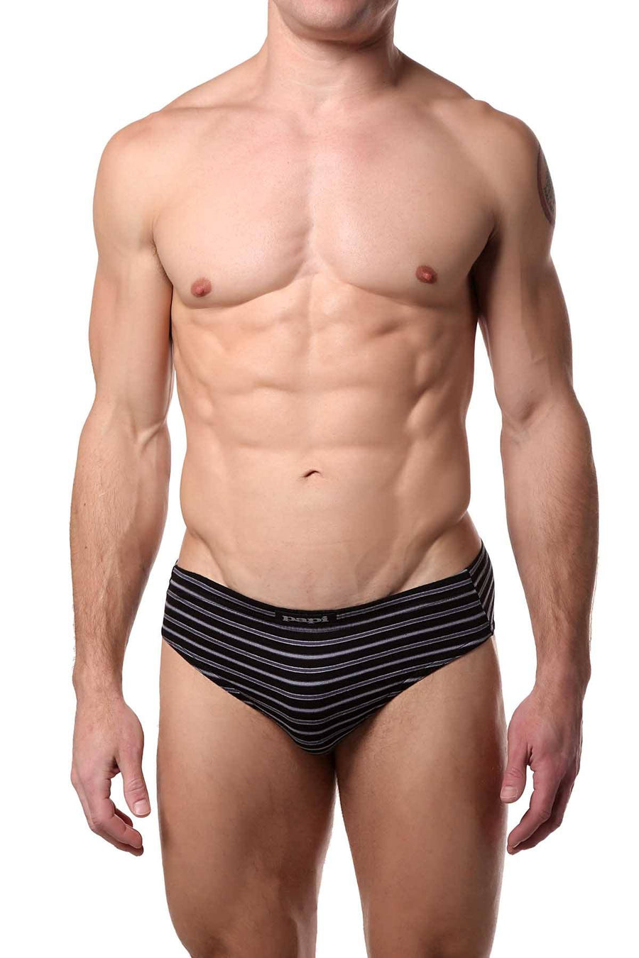 Papi Striped/Solid-Basics Premium Cotton Low-Rise Brief 5-Pack