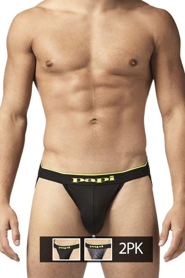 Papi charcoal Graphic 2PK microflex Jockstrap