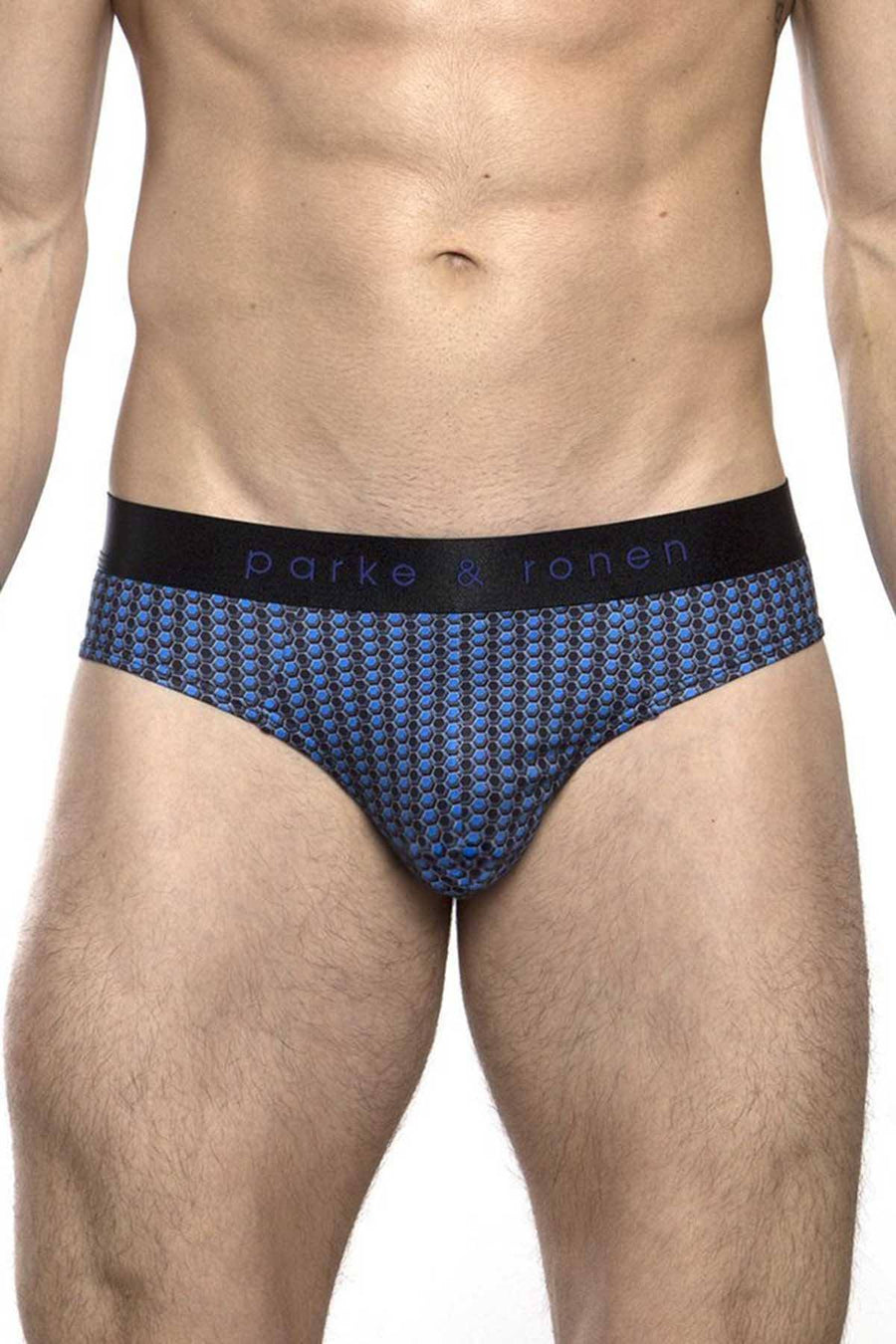Parke & Ronen Black/Cobalt Printed Clipper Low-Rise Brief