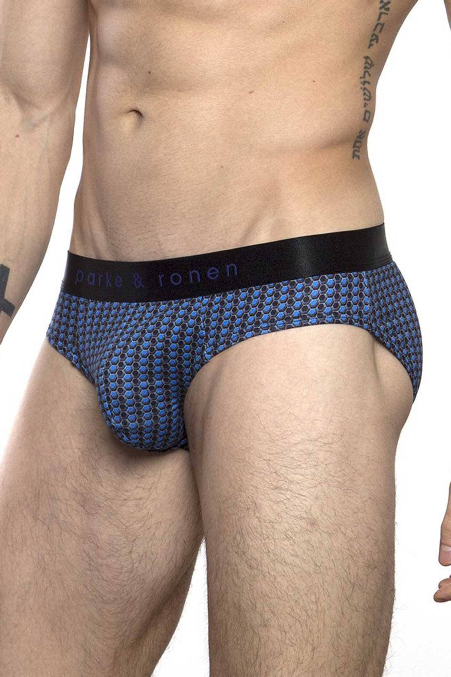 Parke & Ronen Black/Cobalt Printed Clipper Low-Rise Brief