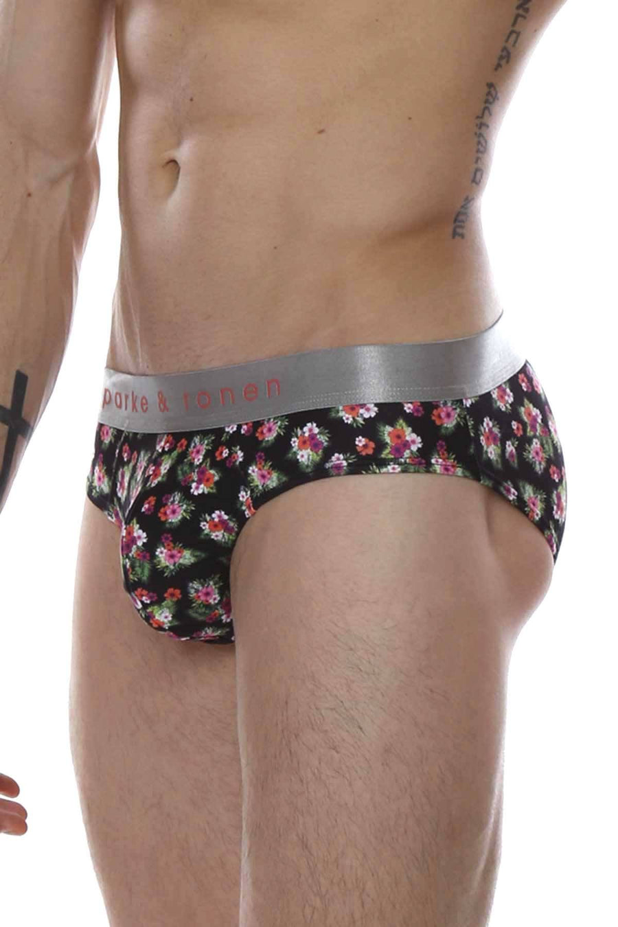 Parke & Ronen Black/Flamingo Printed Hawaii Low-Rise Brief