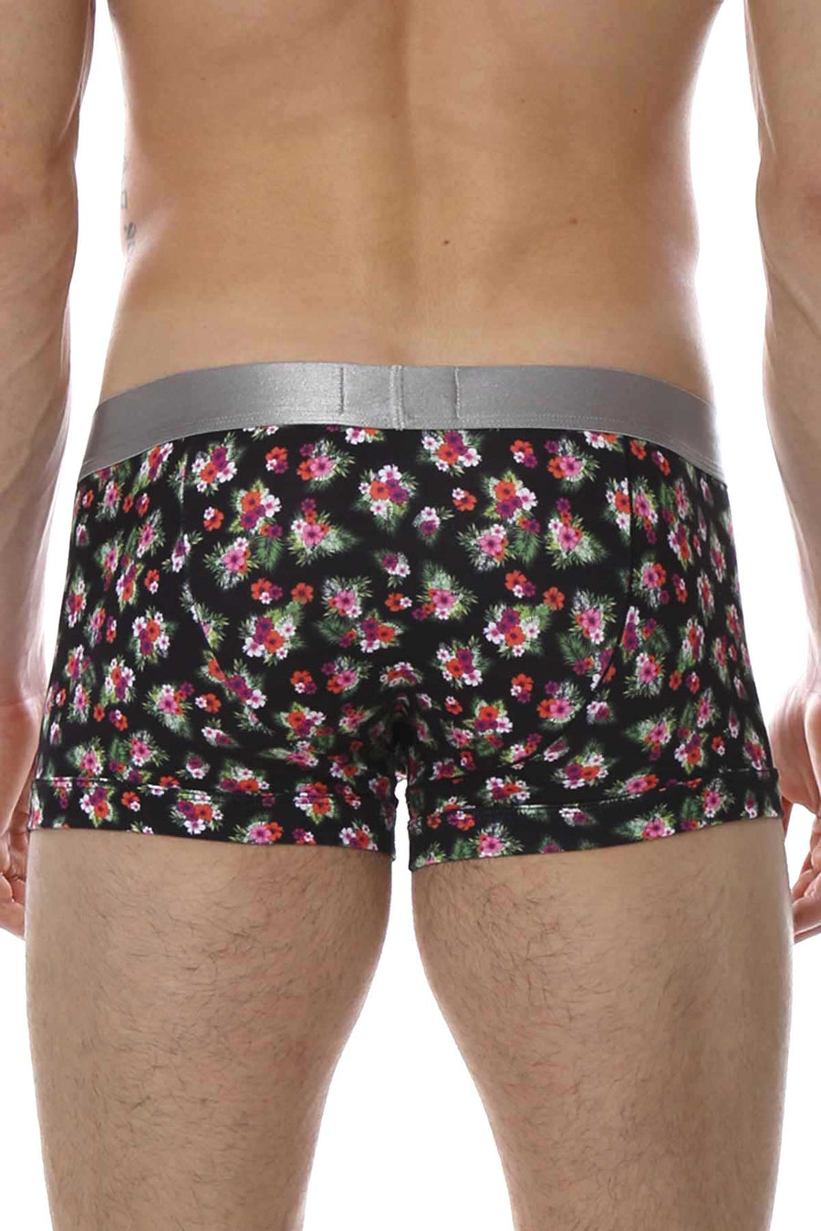 Parke & Ronen Black/Flamingo Printed Hawaii Low-Rise Trunk