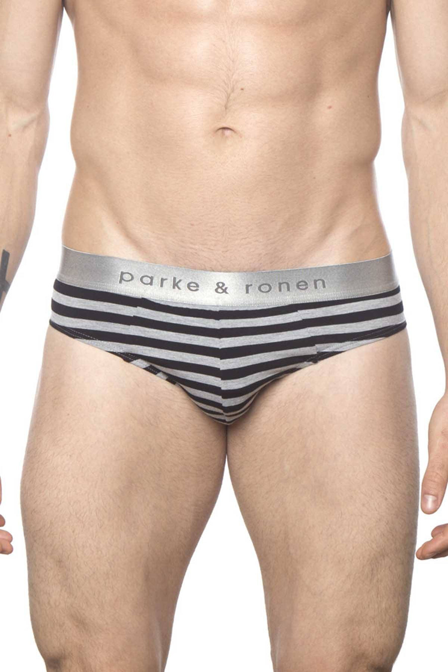 Parke & Ronen Black-Stripe Yarn-Dye Low-Rise Brief