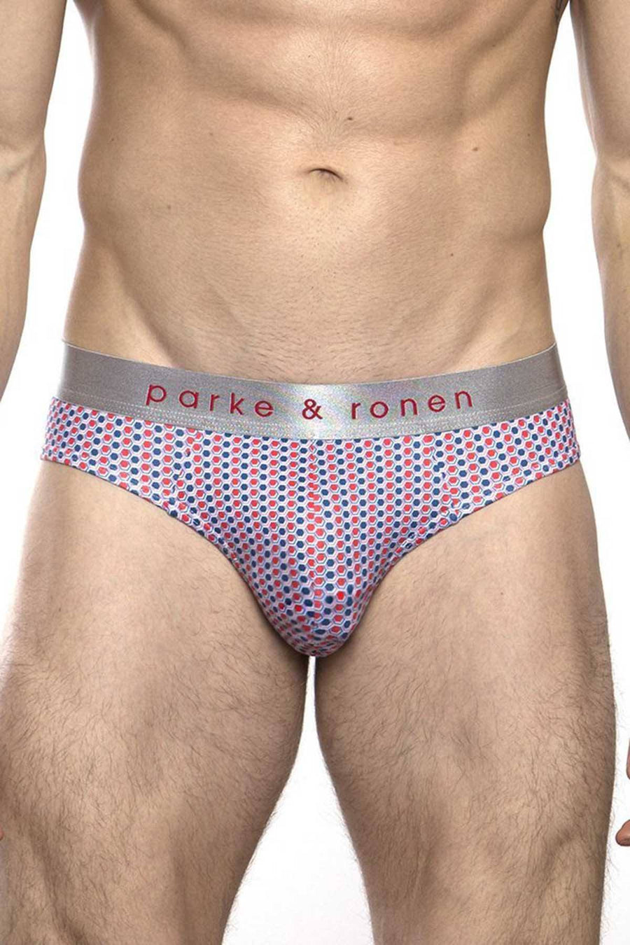 Parke & Ronen Cherry/Blue Printed Clipper Low-Rise Brief
