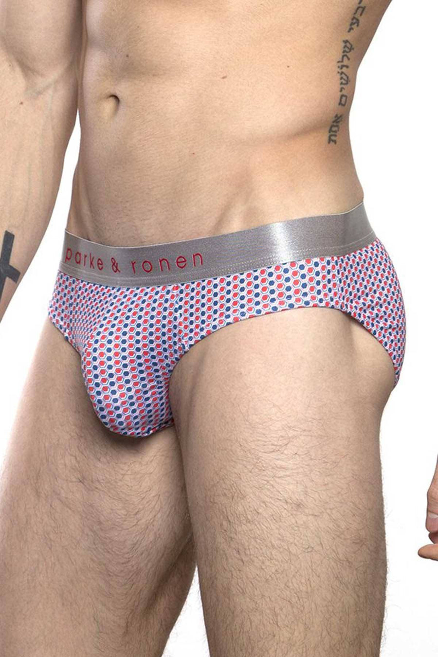 Parke & Ronen Cherry/Blue Printed Clipper Low-Rise Brief