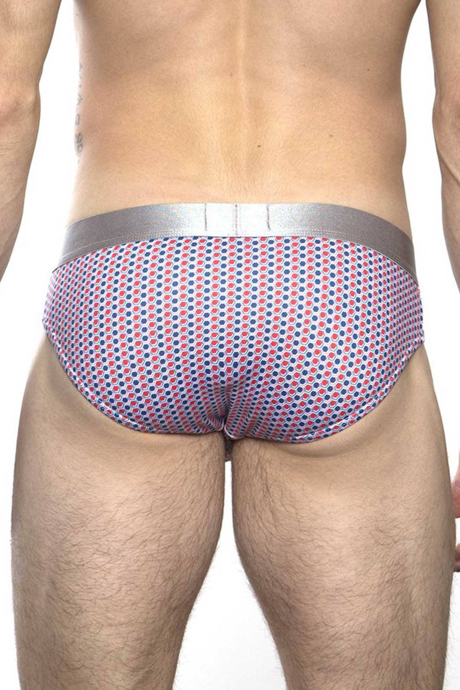 Parke & Ronen Cherry/Blue Printed Clipper Low-Rise Brief