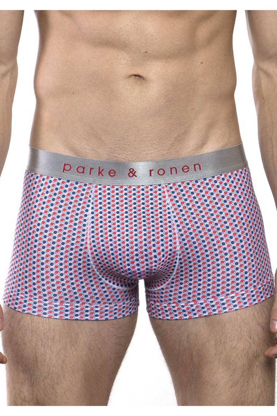 Parke & Ronen Cherry/Blue Printed Clipper Low-Rise Trunk