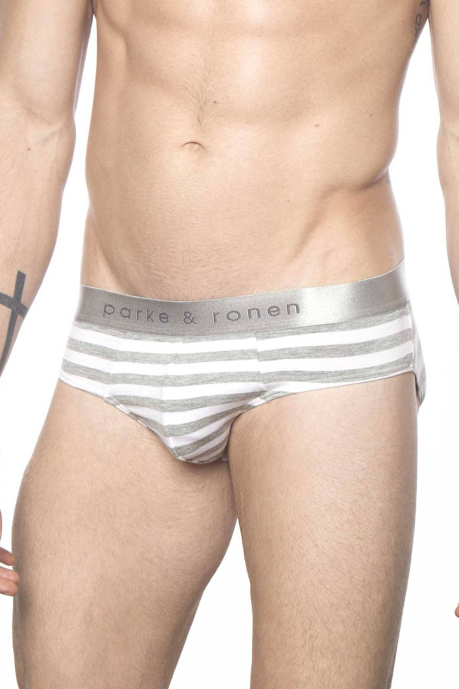 Parke & Ronen Grey-Stripe Yard-Dye Low-Rise Brief