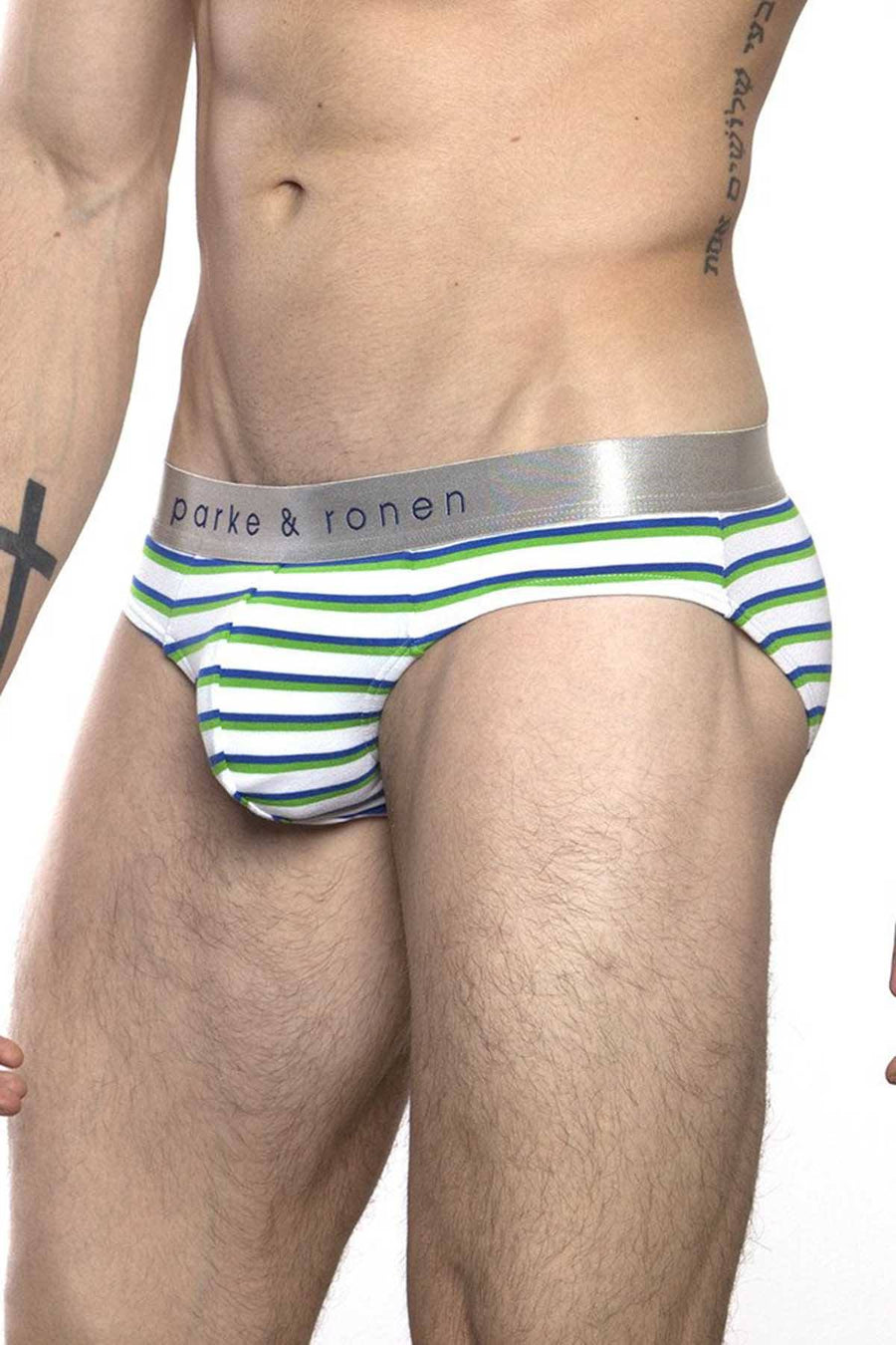 Parke & Ronen Kelly/Royal Striped Low-Rise Brief