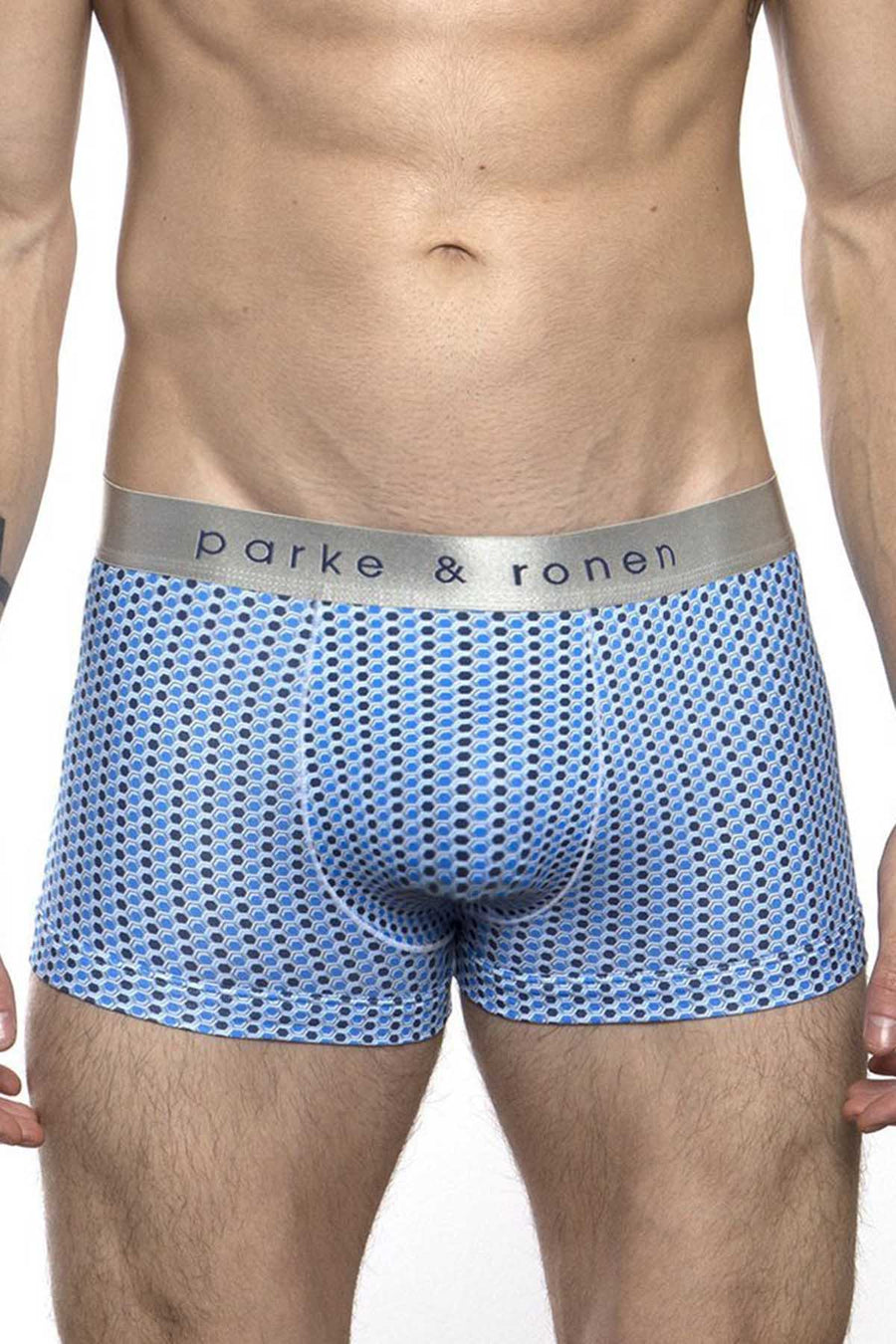 Parke & Ronen Navy/White Printed Clipper Low-Rise Trunk