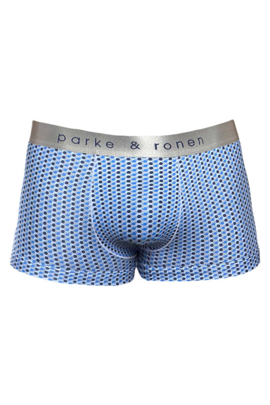 Parke & Ronen Navy/White Printed Clipper Low-Rise Trunk