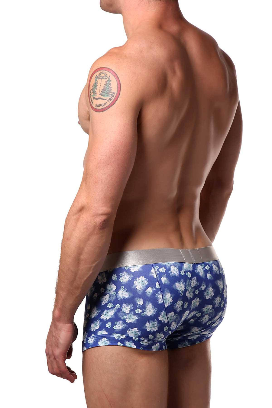 Parke & Ronen Navy/White Printed Hawaii Low-Rise Trunk
