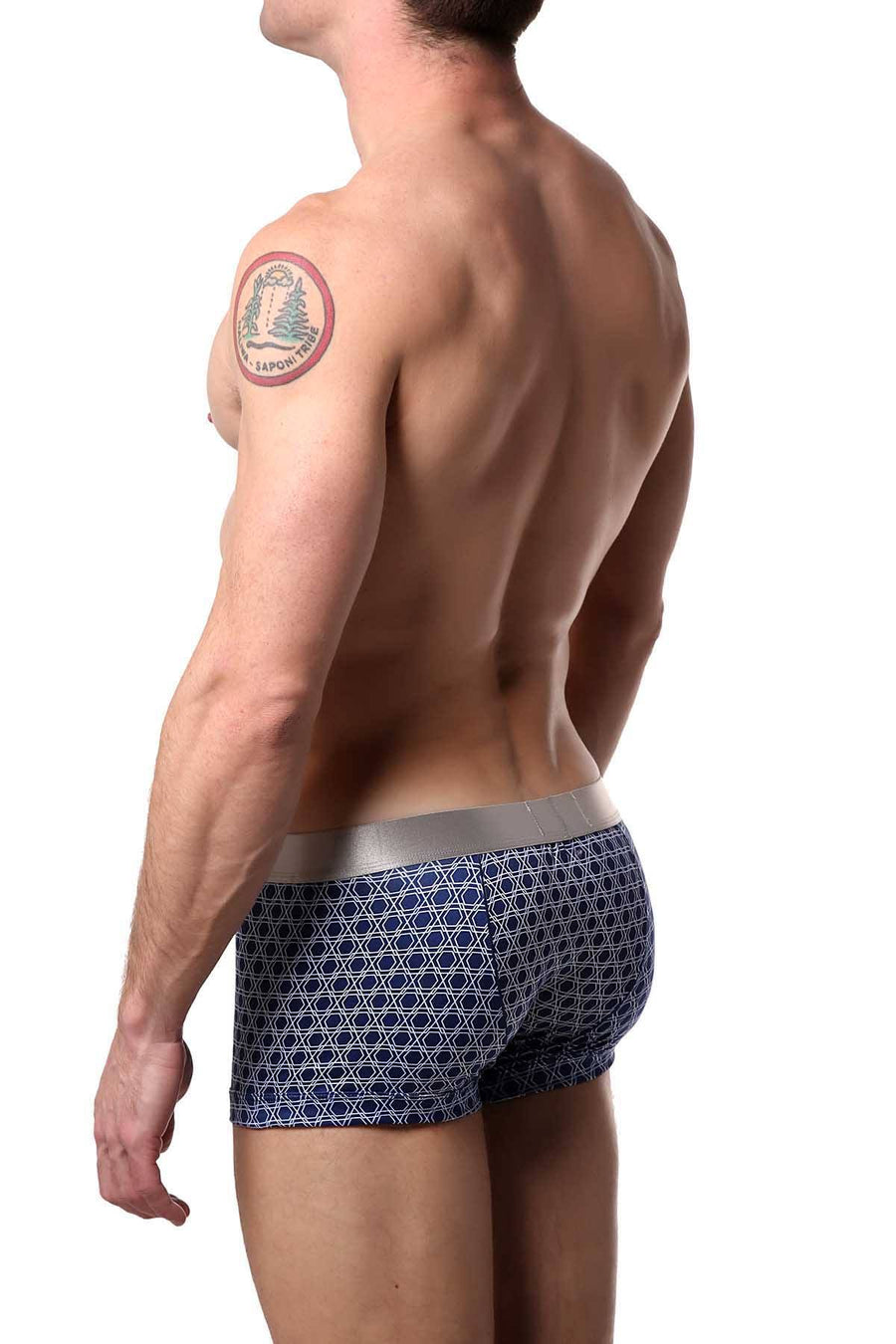 Parke & Ronen Navy/White Setai-Printed Low-Rise Trunk