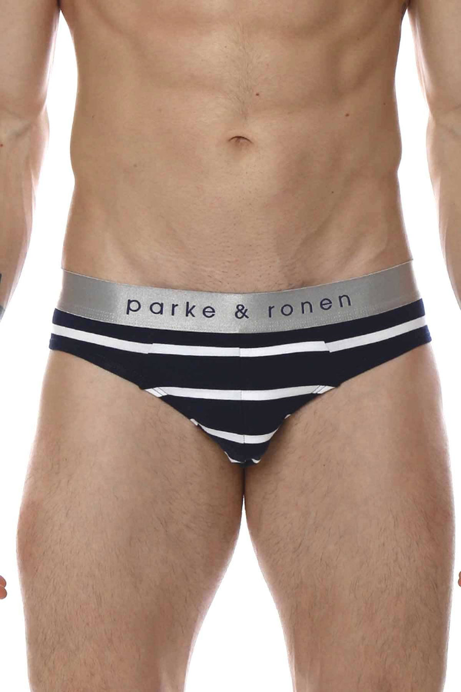 Parke & Ronen Navy/White Striped Low-Rise Brief