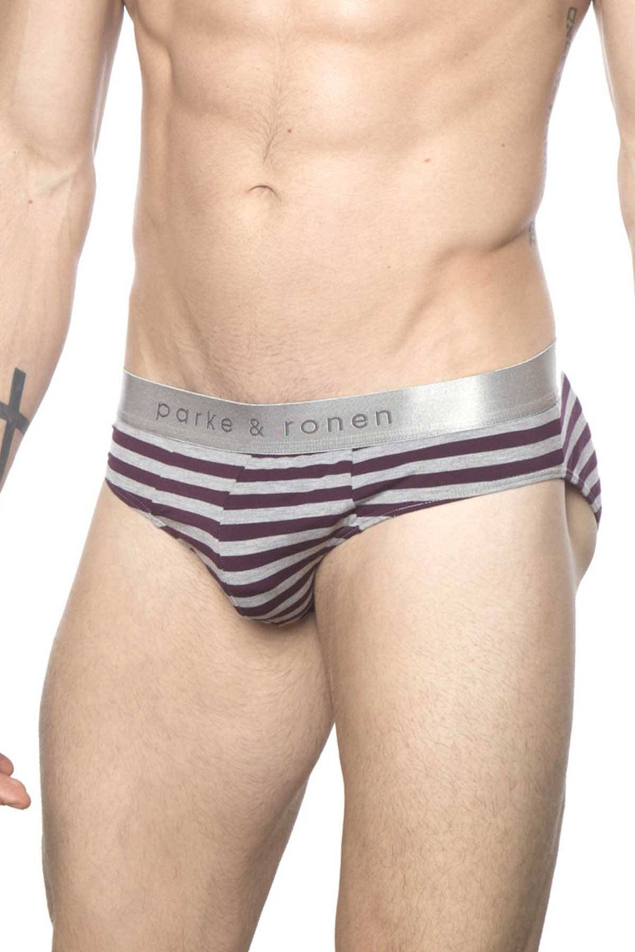 Parke & Ronen Purple-Stripe Yarn-Dye Low-Rise Brief