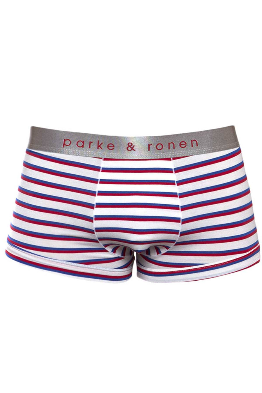 Parke & Ronen Red/Royal Striped Low-Rise Trunk