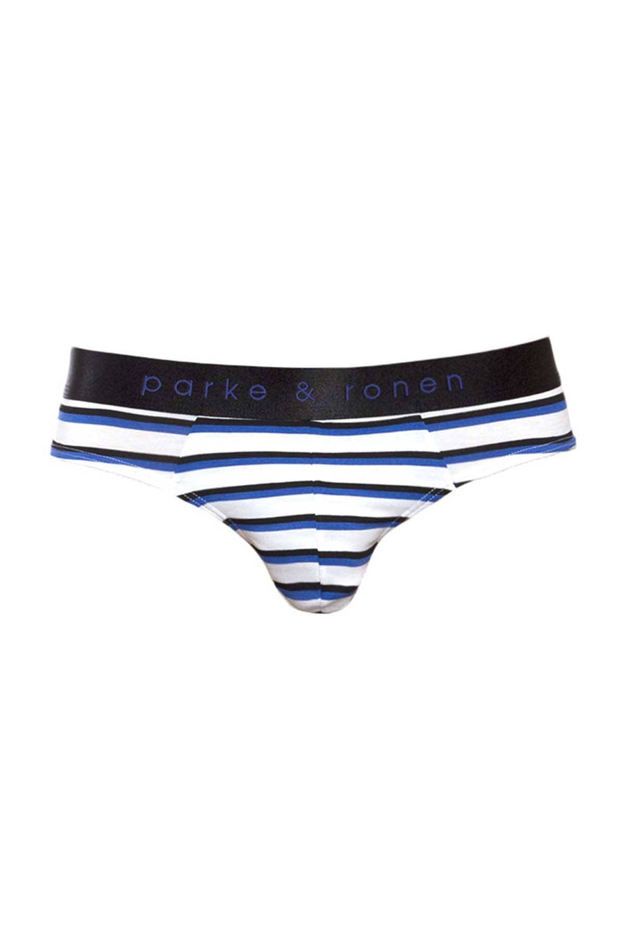 Parke & Ronen Royal/Black Striped Low-Rise Brief