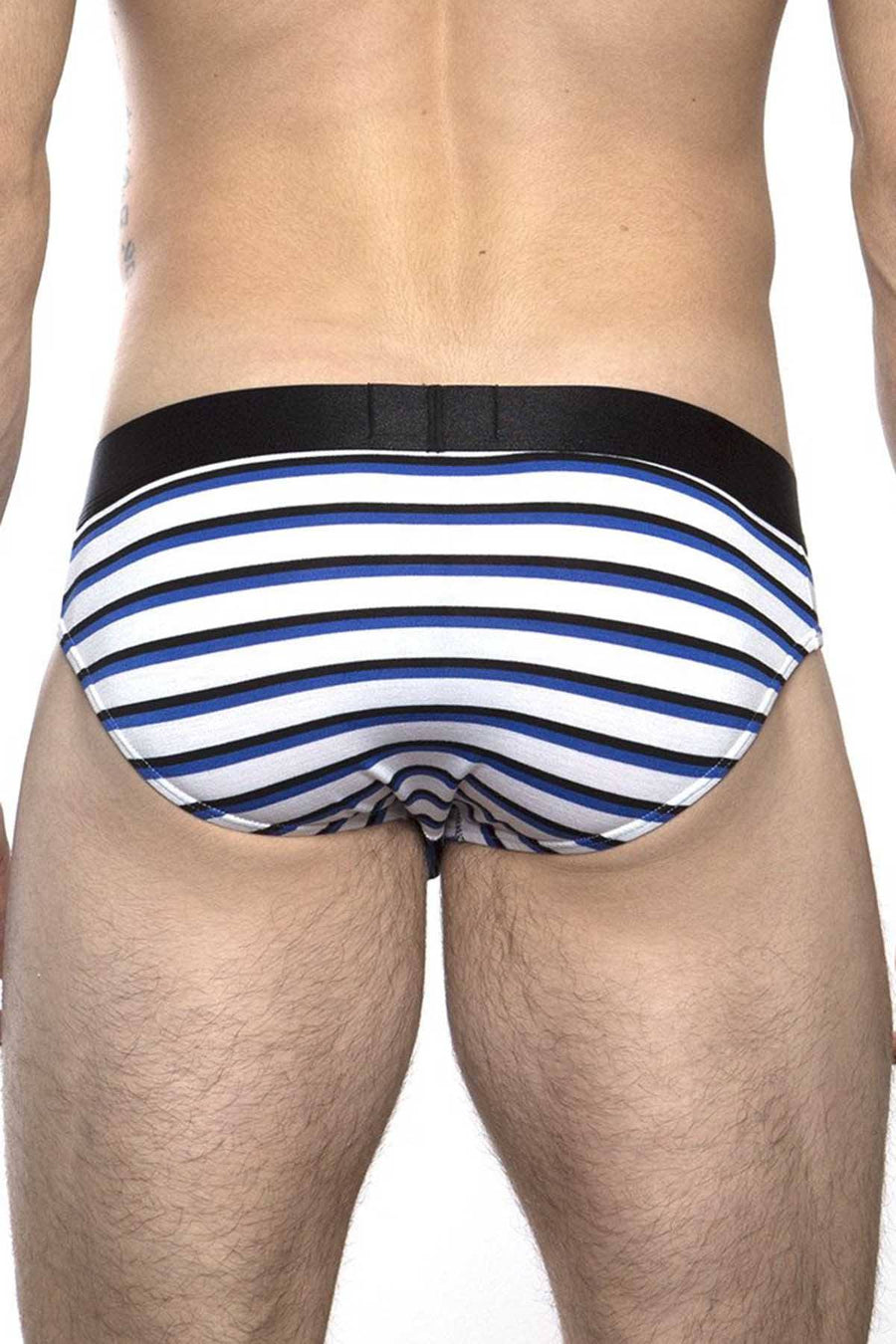 Parke & Ronen Royal/Black Striped Low-Rise Brief
