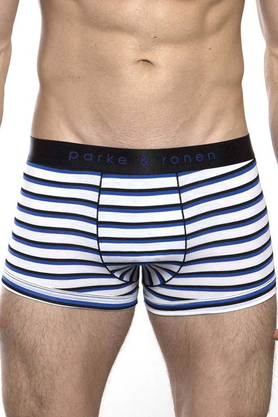 Parke & Ronen Royal/Black Striped Low-Rise Trunk