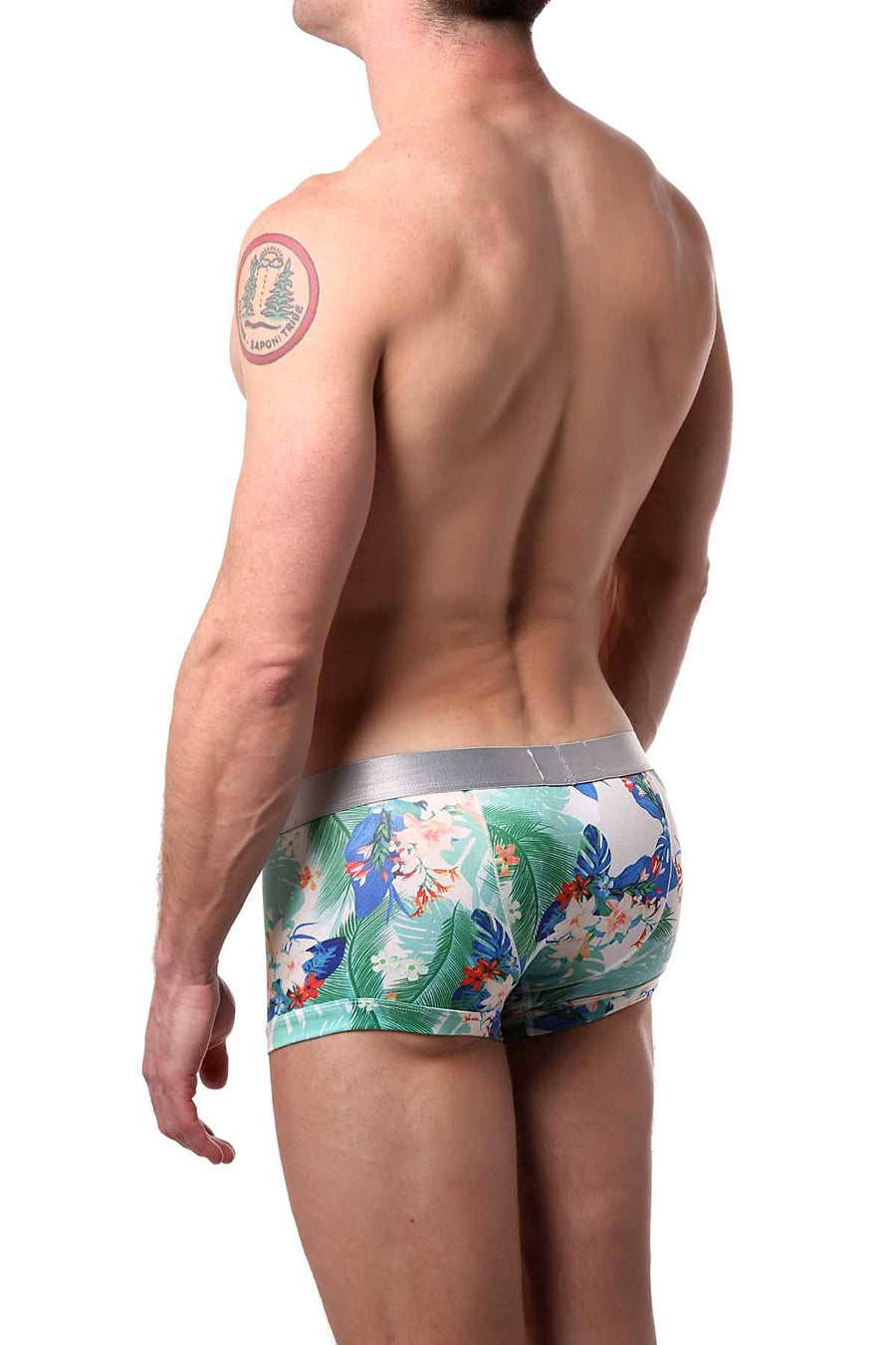 Parke & Ronen White Bali-Printed Low-Rise Trunk