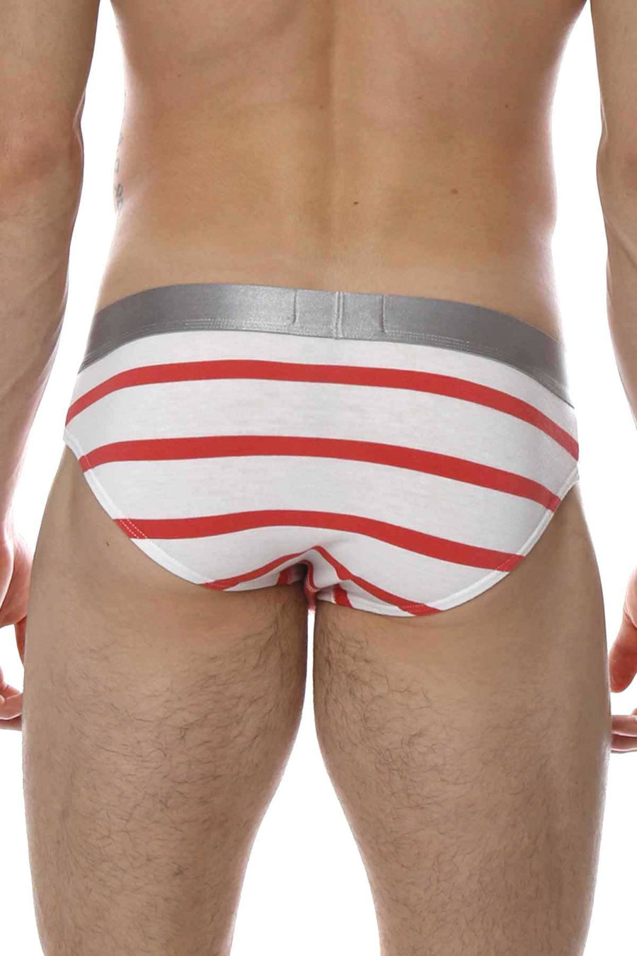 Parke & Ronen White/Flamingo Striped Low-Rise Brief