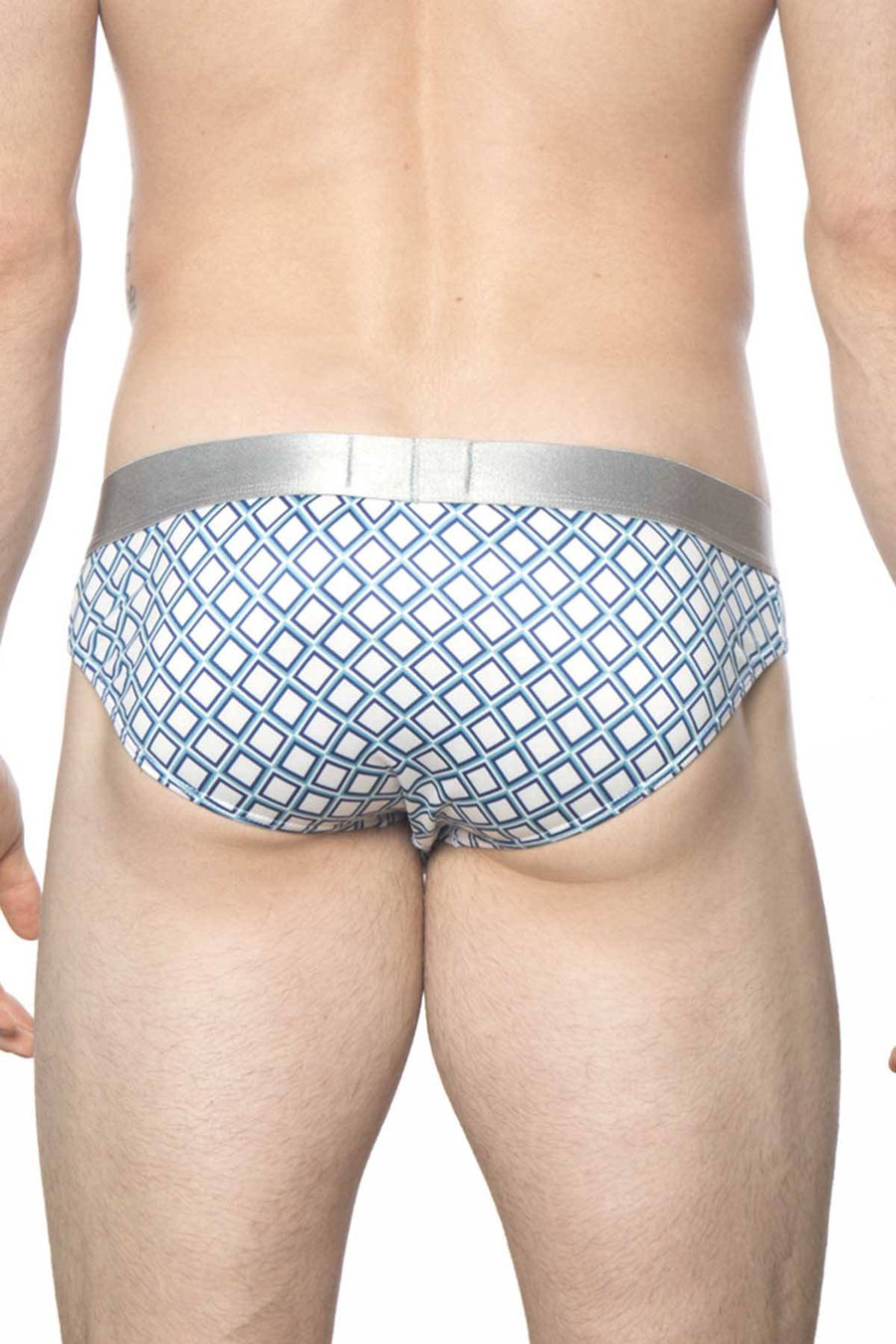 Parke & Ronen White/Turquoise Diamond Low-Rise Brief