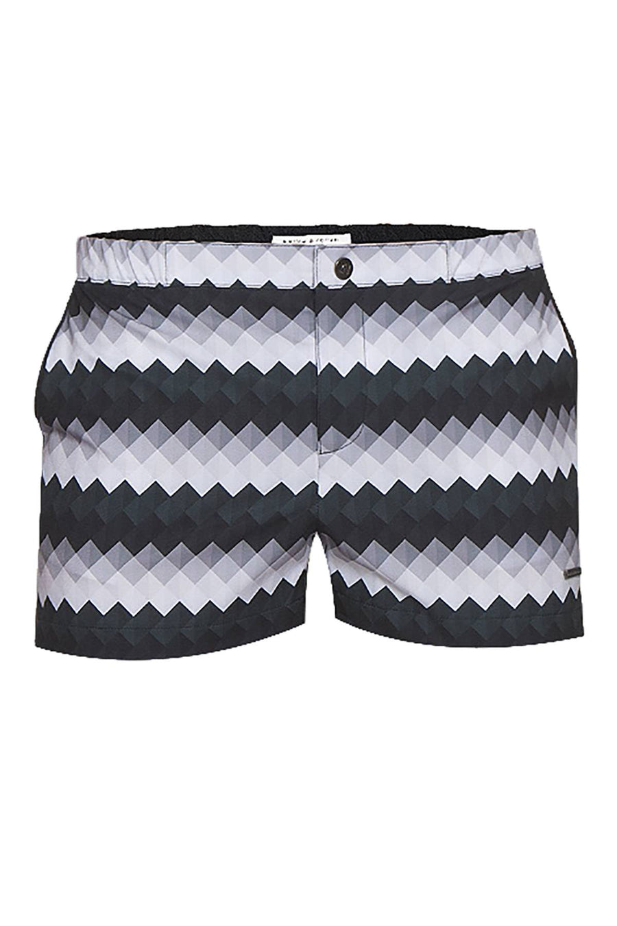 Parke and Ronen Black Diamond Stripe 2" Angeleno Swim Trunk
