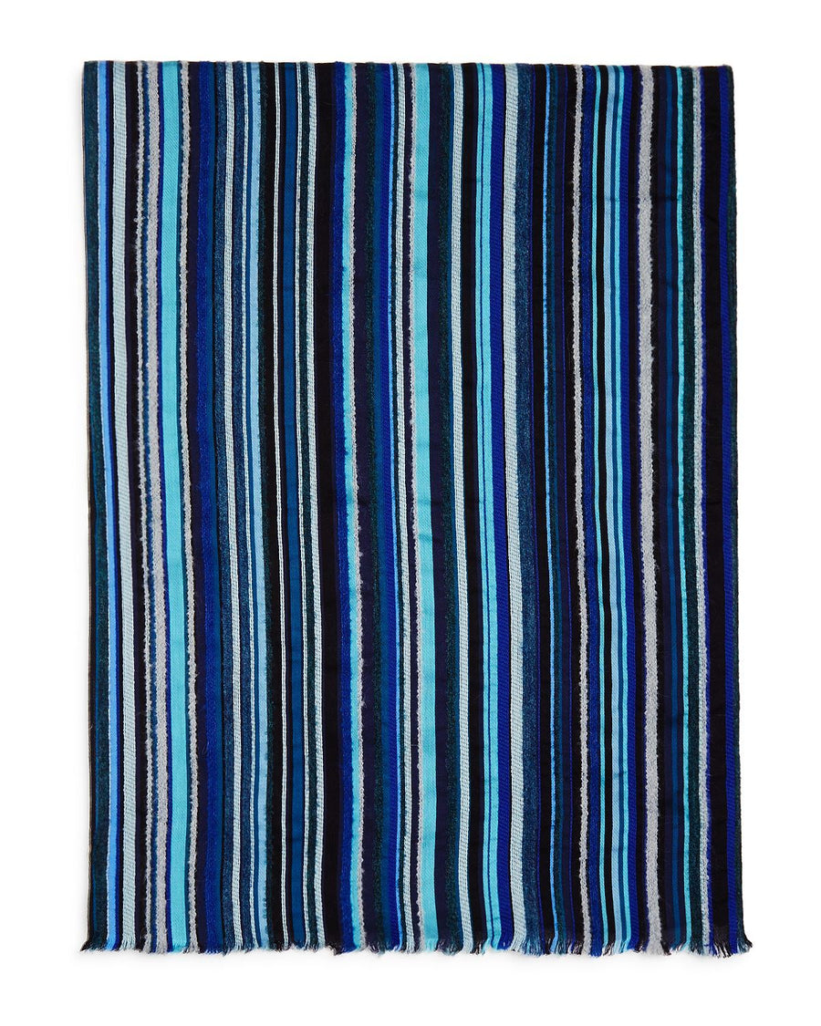 Paul Smith Mixed-media Striped Scarf Navy