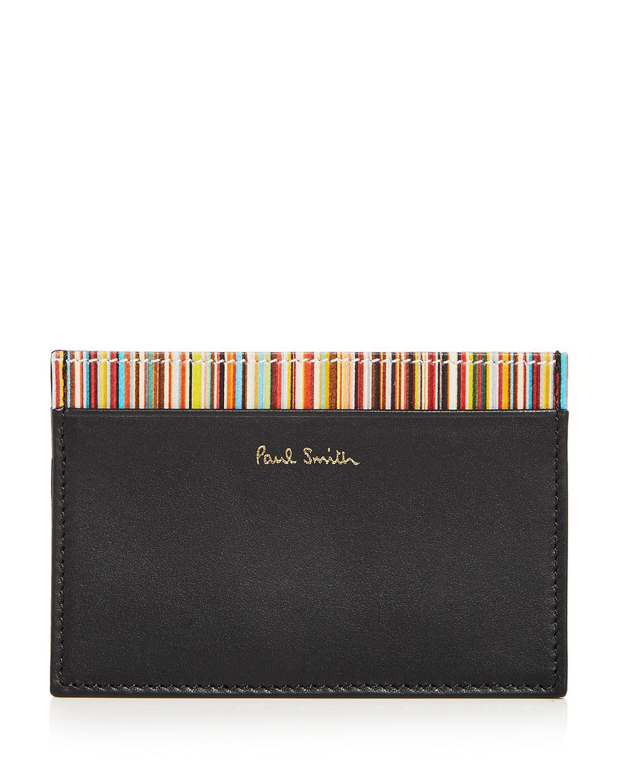 Paul Smith Multistripe Leather Card Case Black Multi