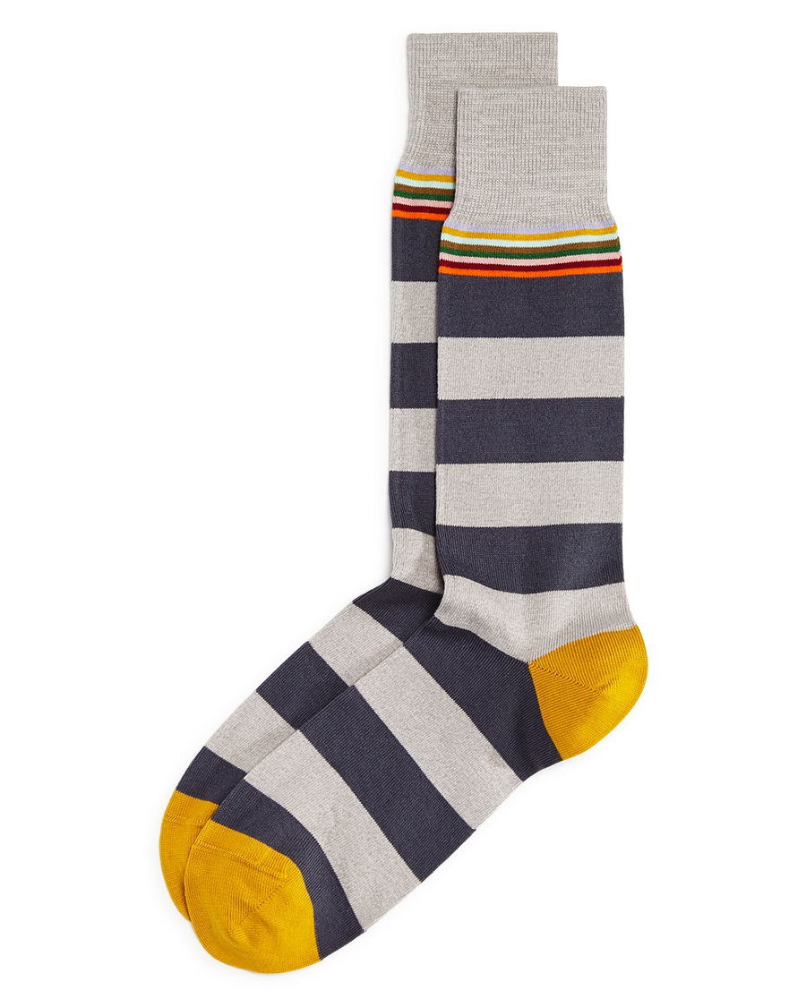 Paul Smith Sol Twist Contrast-striped Socks Beige/gray