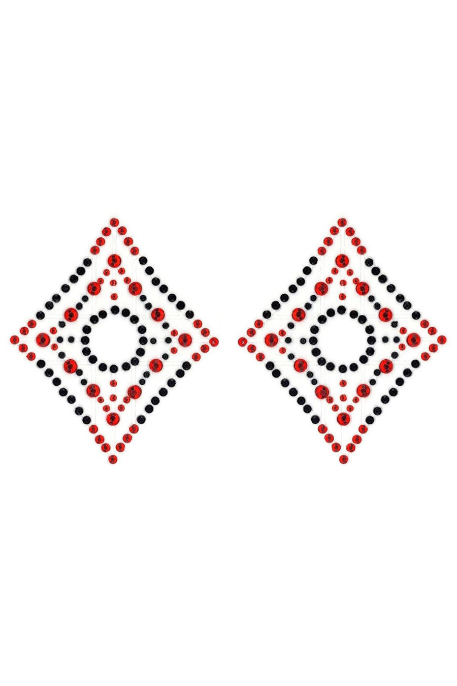 Peekaboos Red Black Crystal Diamond Pasties