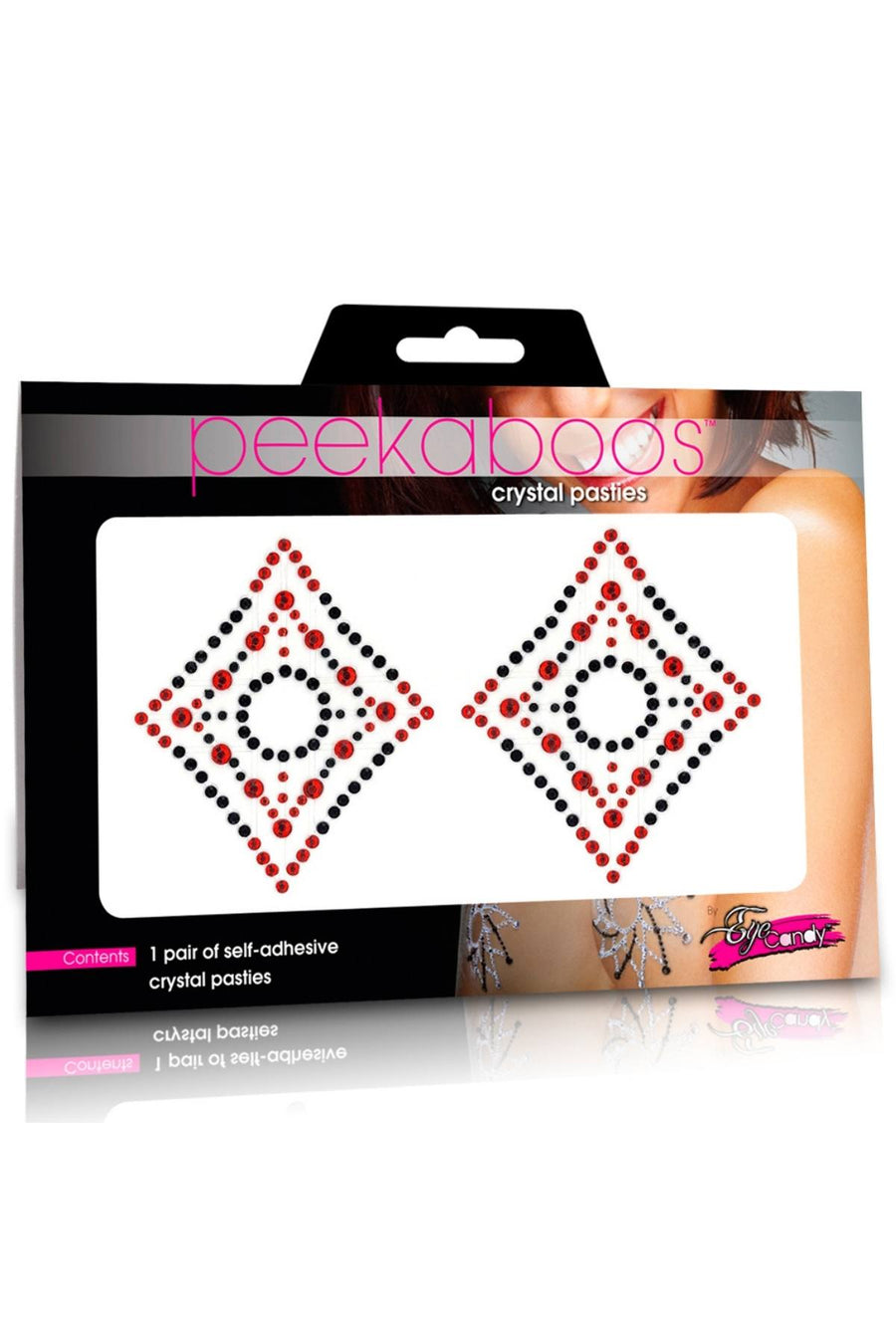 Peekaboos Red Black Crystal Diamond Pasties