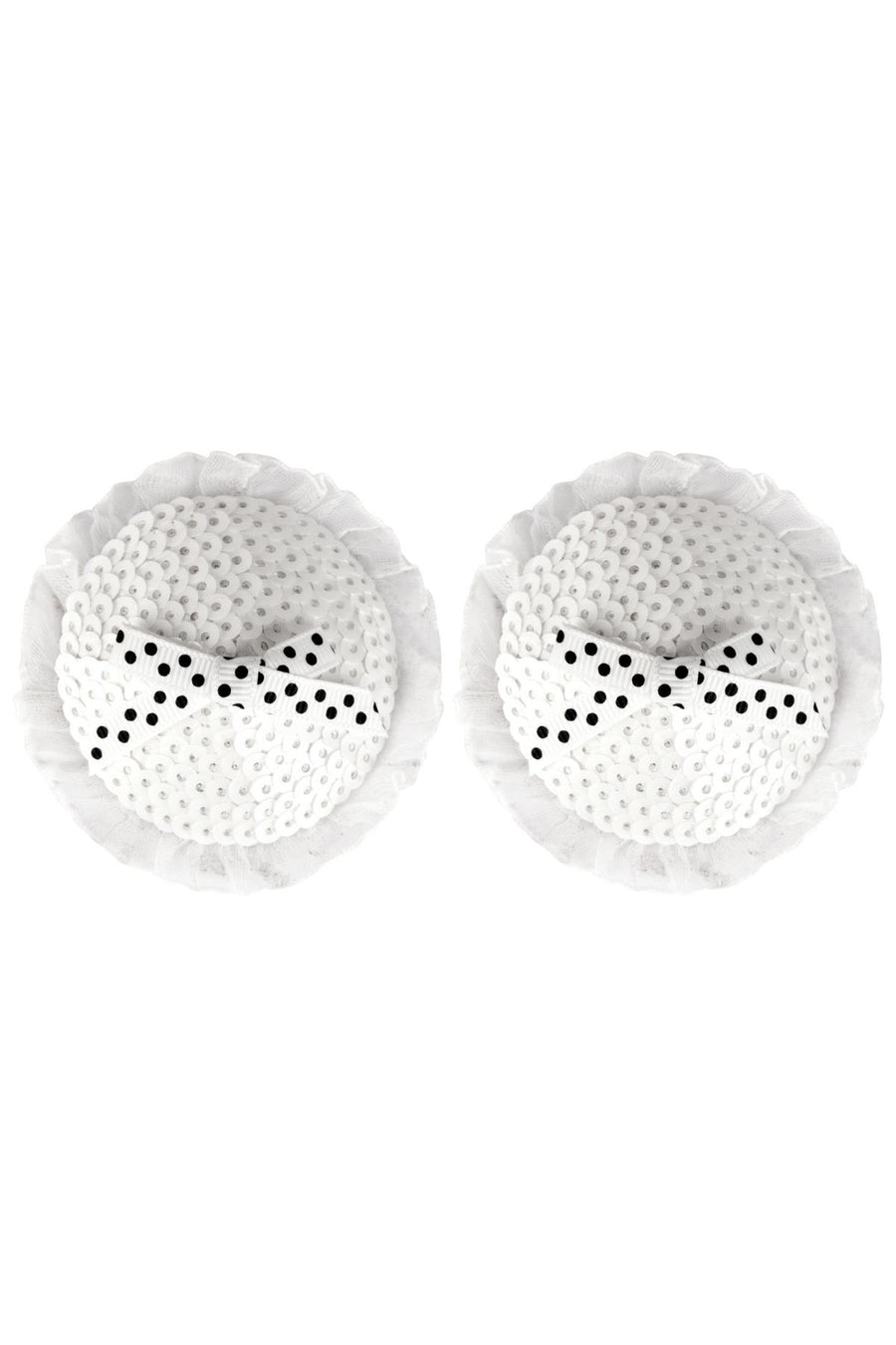 Peekaboos White Sequin With White Bow Pasties