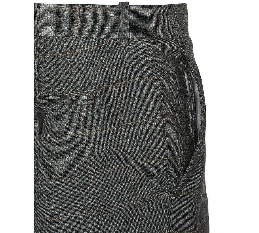 Perry Ellis Portfolio Slim-fit Stretch Windowpane Dress Pants Dark Gray